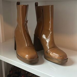 Patent Leather Nude Booties Size 9